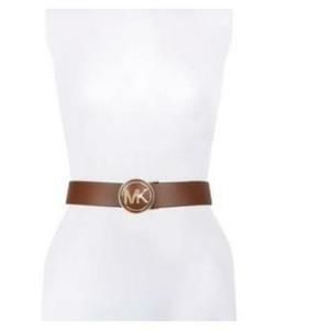 MICHAEL Michael Kors Faux Tortoiseshell Buckle Leather Belt Brown/Gold L